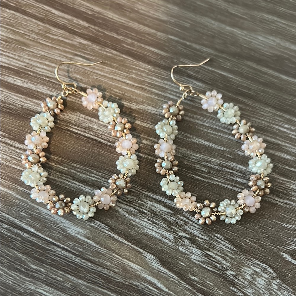 Floral Hoop Earrings with Gold Accents